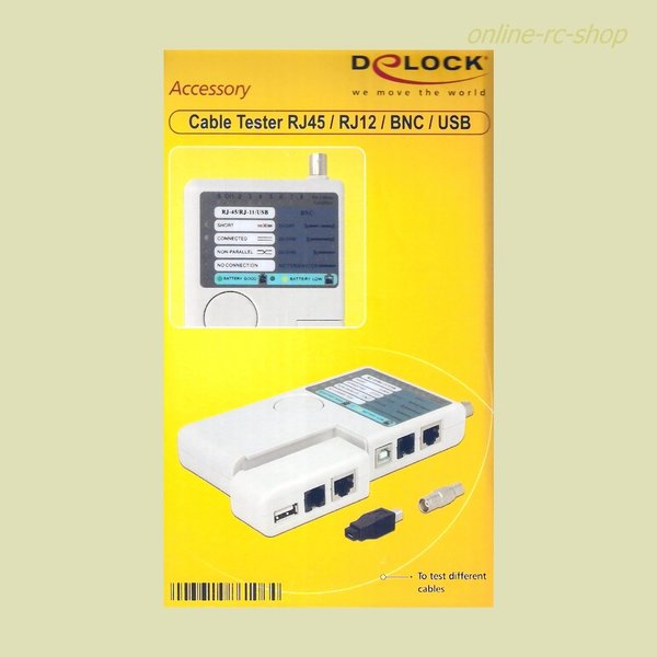 DeLOCK® Netzwerk Tester RJ45 RJ12 BNC USB Prüfgerät 86106