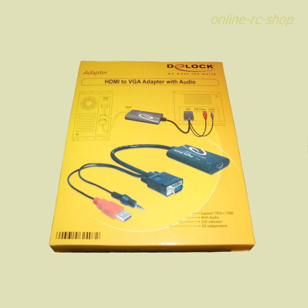DeLOCK® HDMI zu VGA Adapter mit Audio Klinke Strom per USB 62407