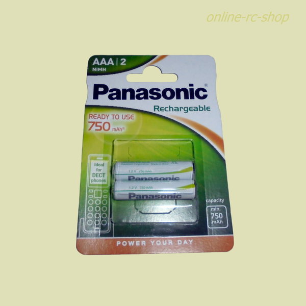 Panasonic 2 Stück Akku P03P AAA 750 mAh NiMH ideal DECT Telefone