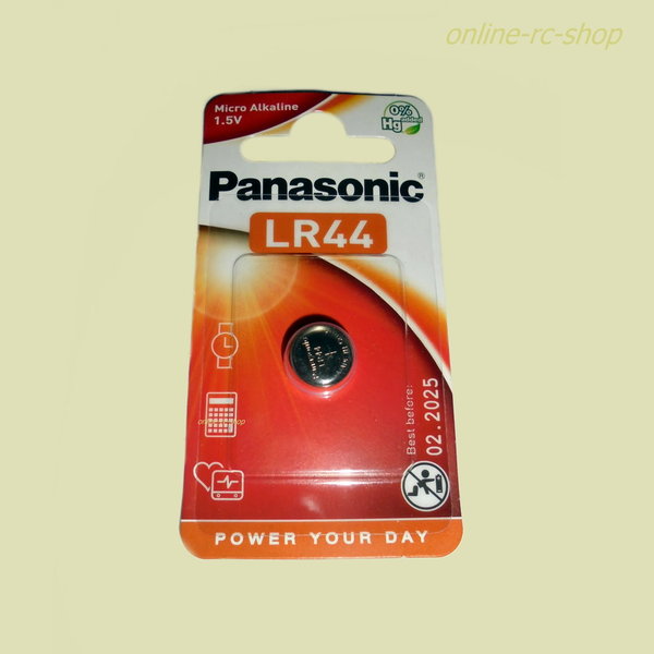 Panasonic Knopfzelle Alkali LR44 LR 44 1,5 Batterie Knopfbatterie