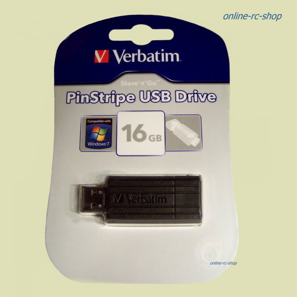 Verbatim® USB Stick 16GB PinStripe Black 49063 USB-Flash-Laufwerk