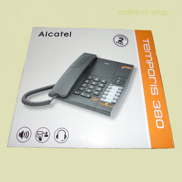 Alcatel Temporis 380 Telefon schwarz schnurgebunden mit TAE Adapter